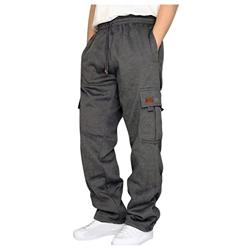 LUNULE Angebot des Tages, Trainingsanzug Herren Herren Jogginghose Regular Fit Lang Cargo Hosen Mit 4 Tasche Männer Einfarbig Baggy Hose Herren Sommerhose Cargohosen Für Herren(Dark Gray,S) von LUNULE