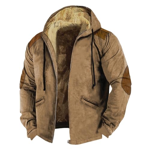 LUNULE Angebot des Tages Blitzangebot, Fleece Jacke Herren Fleece Hoodie Herren Einfarbig Teddy Fleece Gefüttert Langarm Hoodie Jacke Mit Kapuze Herbst Winter Warm Hemdjacke Herren Sportjacke von LUNULE