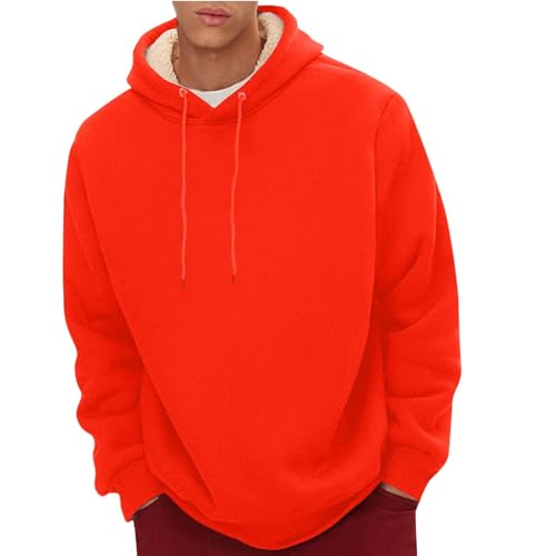 LUNULE Angebot des Tages Blitzangebot, Langarmshirt Herren Hässliche Weihnachtspullover Fleecepullover Dickes Fleece Pullover Männer Winter Sweatshirt Mit Kapuze Activewear Für Herren (Red,M) von LUNULE