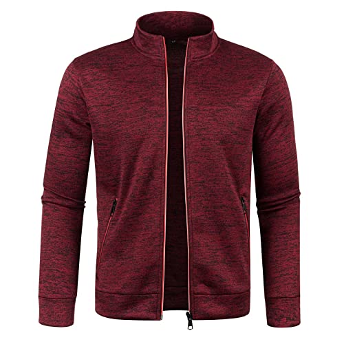 LUNULE Angebot des Tages Blitzangebot, Winterjacke Herren Fahrradjacke Herren Langarm Sportjacke Mit Reissverschluss Stehkragen Trainingsjacke Funktionsjacke Herren Leichte Sommerjacke(Wein,XXL) von LUNULE