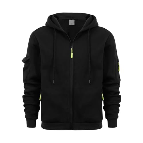 LUNULE Angebote Tages Blitzangebote Heute, Hoodie Herren Outdoor Pullover Herren Sweatjacke Herren Einfarbig Langarm Kapuzenjacke Mit Reißverschluss Casual Basic Hoodies Halloween Tshirt (Schwarz,L) von LUNULE