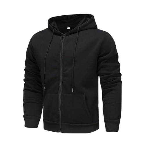 LUNULE Angebote des Tages, Übergangsjacke Herren Trachtenjacke Herren Einfarbig Patchwork Langarm Sweatjacke Mit Reißverschluss Casual Sweatshirt Jacke Zip Up Hoodies Übergangsjacke (Schwarz,L) von LUNULE