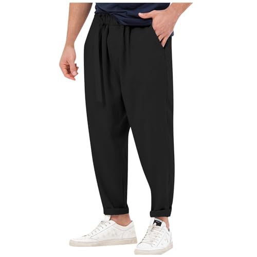 LUNULE Angebote des Tages Heute, Trainingsanzug Herren Sommerhosen Herren Regular Fit Sporthose Mit Taschen Bequeme Stoffhose Jogger Sweathose Taktische Hose Herren Freizeithose(Schwarz,XXL) von LUNULE