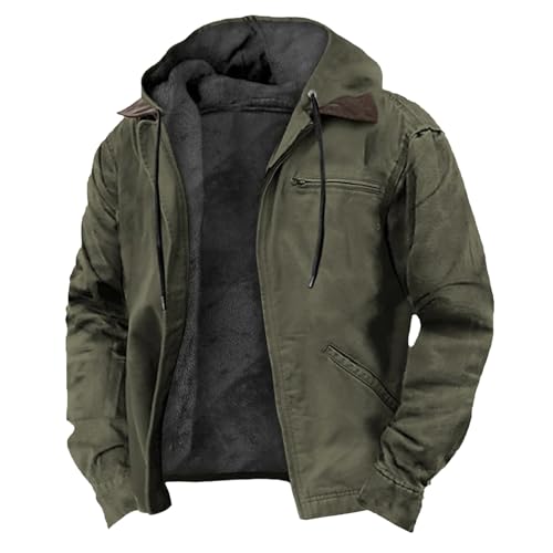 LUNULE Angebote des Tages Heute Blitzangebote, Herbstjacke Herren Trachtenjacke Herren Einfarbig Langarm Sweatshirt Jacke Mit Reißverschluss Fleece Gefüttert Kapuzenjacke Herren Jacke (Minzgrün,L) von LUNULE