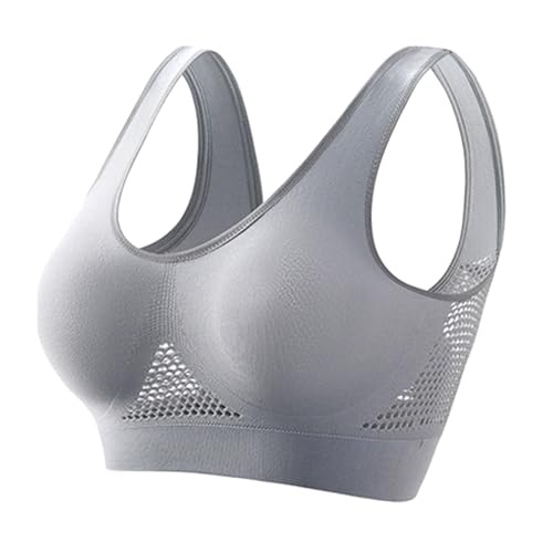 LUNULE BH Damen Mit Bügel, Sport BH Damen Damen BH Mit Bügel Große Größen Bequeme Vollschalen Ungepolstert V Ausschnitt Seamless Sport BH Nahtloser BH Weicher Bra Bustier Damen BH Top (Gray,5XL) von LUNULE