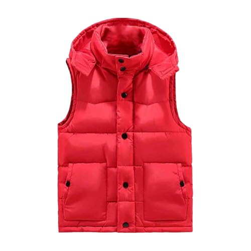 LUNULE Black Friday Angebote, Softshelljacke Für Herren Ärmellos Weste Jacke Mit Kapuze Casual Daunenjacke Mit Reißverschlüss Leichte Thermo Steppweste Hoody Herren Mit Kapuze Lange (Red,XL) von LUNULE