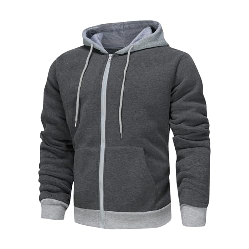 LUNULE Blitzangebote des Tages, Kapuzenpullover Herren Sweatjacke Herren Mit Kapuze Einfarbig Patchwork Langarm Sweatjacke Mit Reißverschluss Casual Sweatshirt Jacke Zip Up Hoodies Herren (Weiß,M) von LUNULE