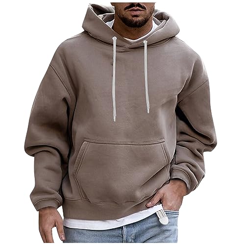 LUNULE Blitzangebote des Tages Aktuell, Pullover Für Herren Weihnachtspullover Herren Langarm Pullover Mit Kapuze Vintage Basic Pulli Hoody Casual Warm Kapuzenpullover Hoodie Herren (Khaki,L) von LUNULE