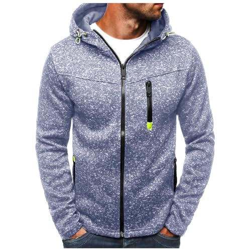 LUNULE Damenmode Sale, Hoodie Herren Strickjacke Herren Einfarbig Langarm Kapuzenjacke Mit Reißverschluss Oversized Sweatshirt Outdoor Sport Strickjacke Herren Sommer Neon Tshirt Herren(Blue,S) von LUNULE