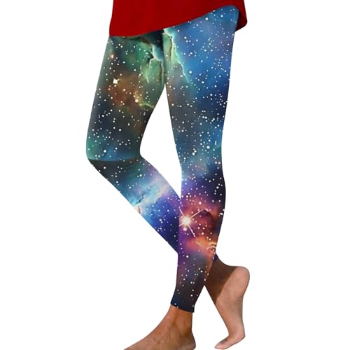 LUNULE Fasching Kostüm Damen, Space Girl Kostüm Damen Bunte Leggings Yoga Hose Stretchy Yogahose Ausgefallene Weltraum Kostüm Galaxy Jogginghose Galaxy Damen Angebote des Tages Heute (Dark Blue,XL) von LUNULE