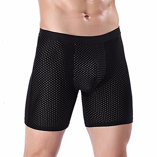 LUNULE Herren Boxershorts Einfarbig Netz Höschen Bodywear Lang Sportunterwäsche Retroshorts Unterhose Schlüpfer Höschen Laufhose Bequem Underwear Männer Basic Panties Briefs Stretch Boxer Shorts von LUNULE