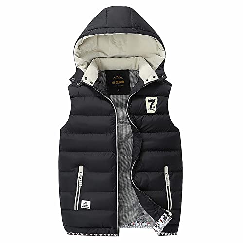 LUNULE Herren Kapuzenweste Sport Fitness Training Jogging Outdoor-Weste Ärmellos Slim Fit Daunenweste Mit Kapuze für Männer Reißverschluss Stepp-Weste Herren Herbst Winter Warm Freizeitweste von LUNULE