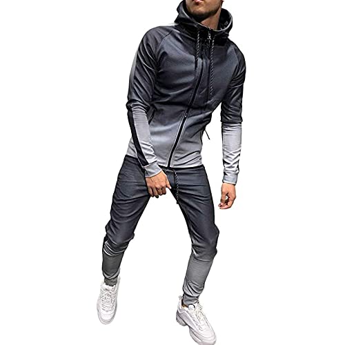 LUNULE Herren Sweatjacke und Trainingshose Outdoor Sport Jogging Laufen Fitness Reisen Freizeit Trainingsanzug Modern Farbblock Sportbekleidung für Männer Lange Regular Fit Sportanzug Trainings-Anzug von LUNULE