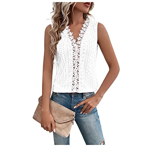 LUNULE Kleider Sommerkleid Damen Kurz Tank Tops Oberteil Eng Oversize Bluse Damen Strandkleider GroßE GrößEn Tanktop Weiß Jeansbluse Damen (Weiß, XXL) von LUNULE