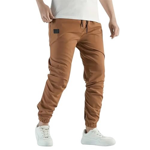 LUNULE Meine Bestellungen Anzeigen, Outdoorhose Herren Baggy Jogginghose Regular Fit Einfarbig Sporthose Mit Kordelzug Casual Bequeme Stoffhose Push Up Leggings wasserdichte Hose Herren(Braun,XL) von LUNULE