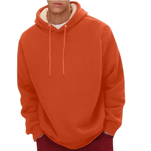 LUNULE Meine Bestellungen Anzeigen, Pullover Herren Pullover Herren Ohne Kapuze Fleecepullover Dickes Fleece Pullover Männer Winter Sweatshirt Mit Kapuze Hässlicher Weihnachtspullover (Orange,XXL) von LUNULE