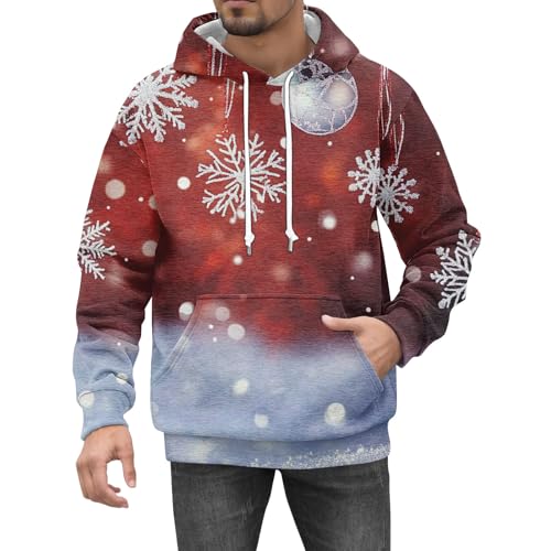 LUNULE Meine Bestellungen Anzeigen, Sweatjacke Herren Weihnachten Geschenke Lustige Weihnachten Druck Langarm Pullover Mit Kapuze Männer Christmas Oversize Hoodie Trainingsjacke Herren (Red,4XL) von LUNULE