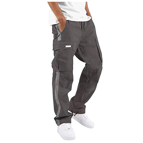 LUNULE Outlet Angebote, Trainingshose Herren Arbeitshosen Männer Stretch Regular Fit Lang Cargo Hosen Mit 4 Tasche Männer Einfarbig Baggy Hose Aesthetic Clothes Arbeit Hosen Herren(Dark Gray,XXL) von LUNULE