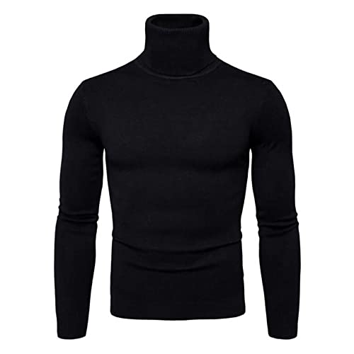 LUNULE Rollkragenpullover Herren einfarbig dünner Strickpullover Männer Slim Fit Langarmshirt Rollkragen Pulli Herbst Winter Thome Tops Freizeit Baselayer Unterhemd Männer Bequem Weich Strick-Pulli von LUNULE