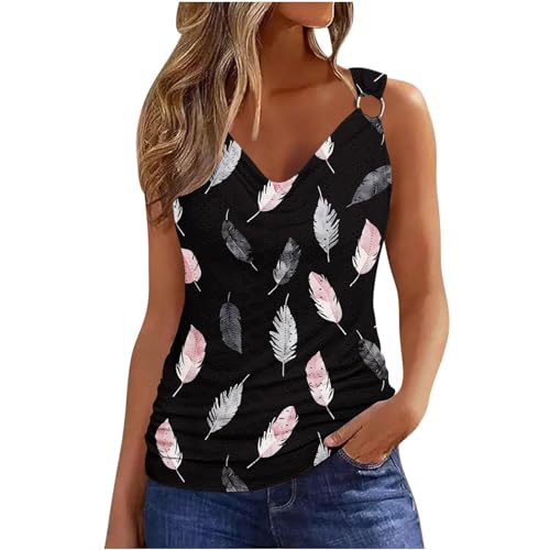 LUNULE Sommer Tops Damen, Damen Unterhemden Top Schwarz Damen Sommer V Ausschnitt Ärmellose Oberteile Frauen Sexy Cami Top Teenager Mädchen Angebote Jogginganzug Damen Sportshirt Damen(Black,S) von LUNULE