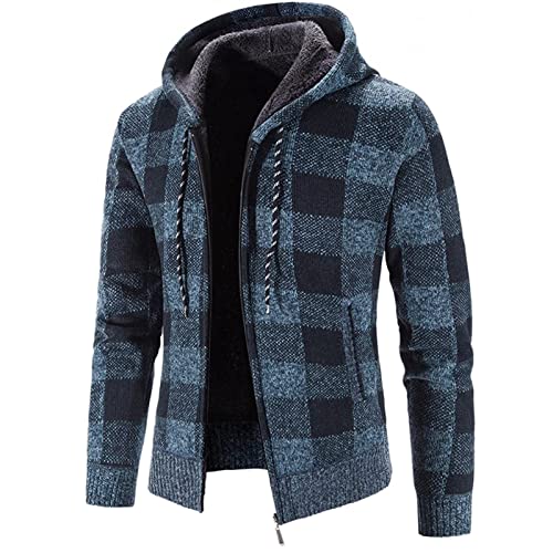 LUNULE Warehouse Deals Angebote, Kapuzenjacke Herren Zip Hoodie Einfarbig Langarm Sweatshirt Jacke Mit Reißverschluss Fleece Innenseite Kapuzenjacke Zip Up Zip Up Hoodie Herren Sweatjacke(Blue,3XL) von LUNULE