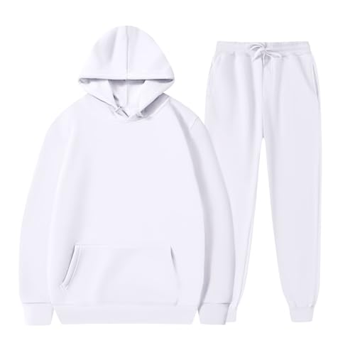 LUNULE Warehouse Deals Angebote Rückläufer, Jogginghose Damen Freizeitanzug Damen Langarm Hoodie Und Hose Trainingsanzug Outdoor Sportanzug Casual Jogger 2-Teilige Freizeitanzug Damen (Weiß,M) von LUNULE