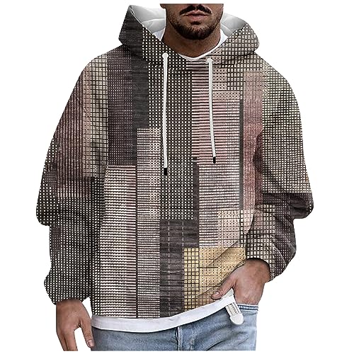 LUNULE Weiße Blusen Günstig, Kapuzenpullover Herren Herren Sweatshirt Drucken Langarm Kapuzenpullover Mit Tasche Outdoor Sport Pullover Sweatshirt Warm Herren Hoodie Mit Reißverschluss (Khaki,L) von LUNULE