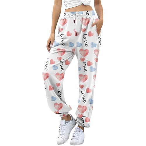 Meine Bestellung Anzeigen, Leggings Für Damen Sporthose Damen Lang Drucken Sporthose Mit Kordelzug Fitness Laufhose Leicht Casual Sweatpants Thermo Jogginghose Damen Trainingshose Damen Lang(White,L) von LUNULE