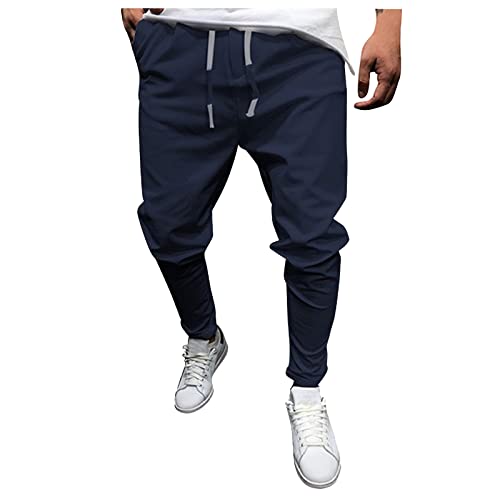 Meine Bestellungen Anzeigen, Sommerhose Herren Cargohose Herren Baggy Leicht Sporthose Mit Kordelzug Jogger Fitness Laufhose Regular Fit Push Up Leggings Militär Hose Herren(Marine,XXL) von LUNULE