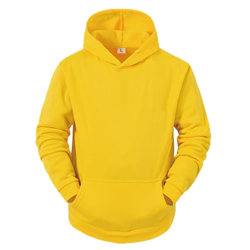 Meine Bestellungen Anzeigen, Sweatjacke Herren Weihnachtspullover Lustig Einfarbig Langarm Pullover Sweatshirt Casual Locker Basic Kapuzenpullover Sweatjacke Herren Ohne Kapuze (Gelb,L) von LUNULE