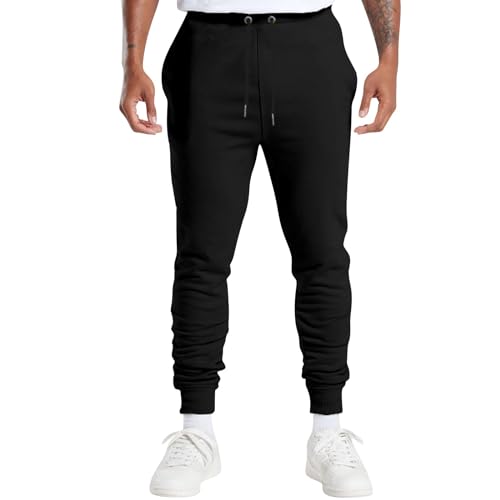 Meine Bestellungen Anzeigen 2024, Freizeithose Herren Sportbekleidung Für Herren Einfarbig Regular Fit Sporthose Mit Kordelzug Casual Leicht Sweathose Herren Cargohose Fahrrad Regenhose(Schwarz,L) von LUNULE