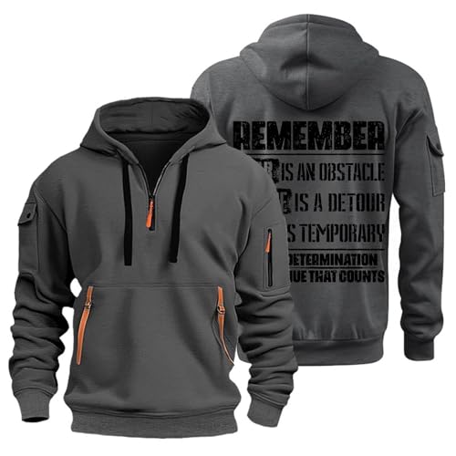 Meine Bestellungen Anzeigen 2024, Pullover Herren Winter Kapuzenpullover Für Herren Druck Langarm Sweatshirt Mit Kapuze Casual Leicht 1/4 Zip Kapuzenpullover Decken Hoodie Xmas Pullover(Dark Gray,M) von LUNULE