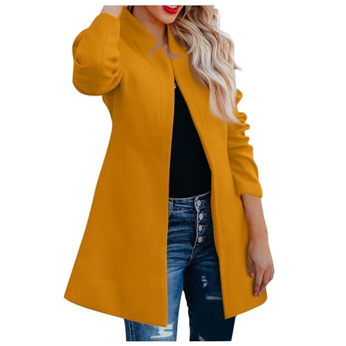 Meine Bestellungen Anzeigen 2024, Strickjacke Damen Sommer Sommer Strickjacke Damen Leicht Einfarbig Langarm Jacke Casual Warm Open Front Mantel Outwear Klassisch Coat Tops Strickjacke (Gelb,S) von LUNULE