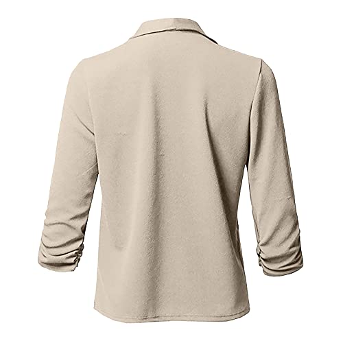 Outlet Angebote, Blazer Für Damen Blazer Weiss Damen Einfarbig Langarm Arbeit Büro Open Front Jacke Business Blazer Jacken Leicht Dünne Sakko Damen Blazer Longblazer Damen(Khaki,XXL) von LUNULE