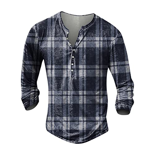 Rollkragenpullover Herren Flanellhemd Herren herren langarmshirt Aztec Druck Henley Hemd Freizeit Indian Druck Langarmshirt mit Knopfleiste Tactical Tshirts Langarm Vintage V-Ausschnitt Sportshirt von LUNULE