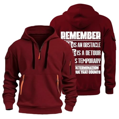 Warehouse Deals Angebote, Fleecepullover Herren Y2K Hoodie Druck Langarm Sweatshirt Mit Kapuze Casual Leicht 1/4 Zip Kapuzenpullover Hässlicher Weihnachtspullover Herrenpullover (Wine,3XL) von LUNULE