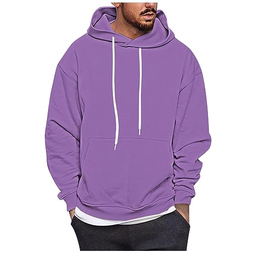 Warehouse Deals Angebote, Kapuzenpullover Für Herren Oversize Hoodie Einfarbig Basic Kapuzenpullover Männer Langarm Pullover Mit Kapuze Outdoor Sport Decken Pullover Herren Kapuzenpullover(Lila,3Xl) von LUNULE