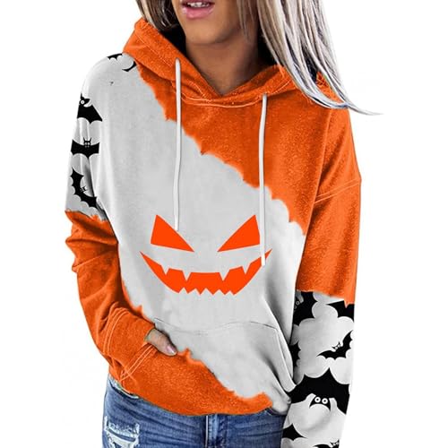 Warehouse Deals Angebote B Ware, Hoodies Für Damen Sweatjacke Damen Druck Langarm Pullover Mit Kapuze Locker Casual Kapuzenpullover Mit Tasche Long Tops Für Damen Halloween Kostüm (Watermelon Red,S) von LUNULE