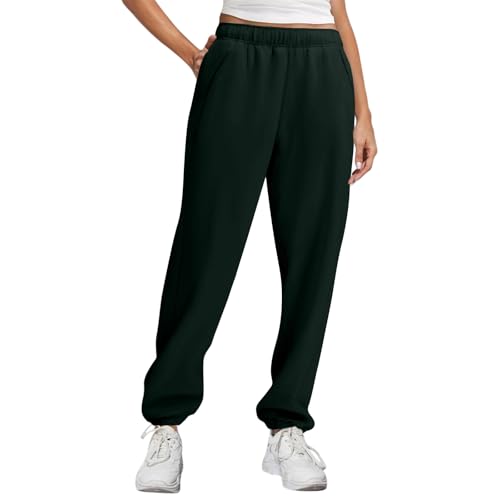 Warehouse Deals Angebote B Ware, Leggins Damen Schwarz Damen Hosen Einfarbig Baggy Hosen Elastische Taille Palazzo Hose Yogahose Bequeme Stoffhose Outdoor Hosen Für Damen Jogging Hose(Dark Green,Xl) von LUNULE