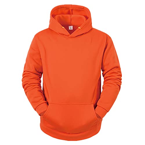 Warehouse Deals Angebote B Ware, Pullover Herren Mit Kapuze Oversize Hoodie Einfarbig Langarm Pullover Mit Kapuze Casual Warm Kapuzenpullover Outdoor Sport Pärchen Pullover Warnschutz (Orange,Xl) von LUNULE