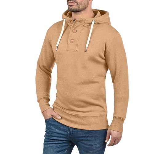 Weiße Blusen Günstig, Pullover Herren Mit Kapuze Anime Pullover Vintage Einfarbig Button Down Stehkragen Langarm Kapuzenpullover Männer Basic Pullover Decke Pullover Hoody Herren Mit Kapuze(Camel,L) von LUNULE