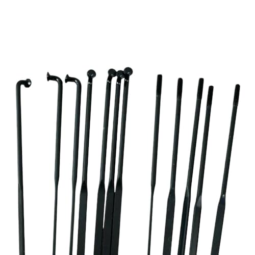 LUOKEKE Fahrradspeichen Flache, Gebogene Speichen, 14 G, Durchmesser 3 x 1,1 mm, Fahrradspeiche, 2 mm Durchmesser, Kupferkappe, Edelstahl, Schwarz Fahrradspeichen Schwarz(261mm Flat 24pcs) von LUOKEKE