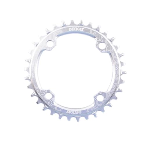 LUOKEKE Kettenblatt 104BCD Runde Oval Schmale Breite Kettenblatt MTB Mountainbike Fahrrad 104BCD 30T 32T 34T 36T 38T Kurbelgarnitur Zahn Platte Teile KettenbläTter(38T,Round Silver) von LUOKEKE