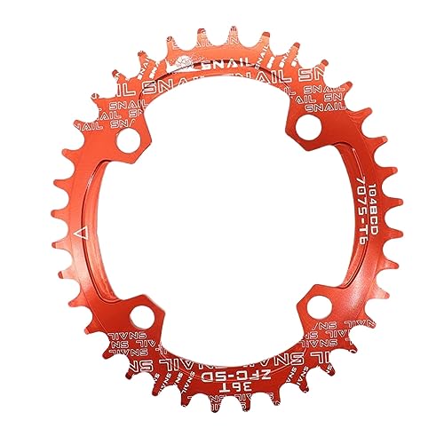 LUOKEKE Kettenblatt Kettenblatt 104BCD Oval 32 34 36 38T Zahn N Wide Single Ultralight Plate MTB Mountainbike 104 BCD Road Kettenblatt KettenbläTter(34T,Red) von LUOKEKE