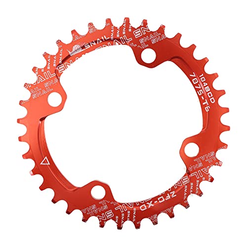 LUOKEKE Kettenblatt Kettenblatt 104BCD Rund 30t 32t 34t 36t 38 Zähne Schmal N Breit Ultraleichte Zahnplatte MTB Mountainbike 104 BCD Kettenblatt KettenbläTter(32T,Red) von LUOKEKE