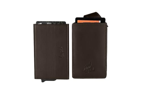 LUPEL 2-in-1-Multifunktions-Geldbörse aus Leder mit RFID-Schutz, braun, Petit porte-cartes, Minimalistisch von LUPEL