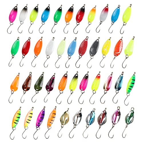 Spinner Blinker Set, 43 Stück Forellenköder, Spoons Forelle Set 2g / 2.5g / 3g / 3.2g / 3.5g Löffelköder, Forellenlöffel Einzelhaken Set mit Box für Hecht, Zander, Barsch, Forelle Spinner Blinker Set, 43 Stück Forellenköder, Spoons Forelle Set 2g / 2.5g / 3g / 3.2g / 3.5g Löffelköder, Forellenlöffel Einzelhaken Set mit Box für Hecht, Zander, Barsch, Forelle von LURICO