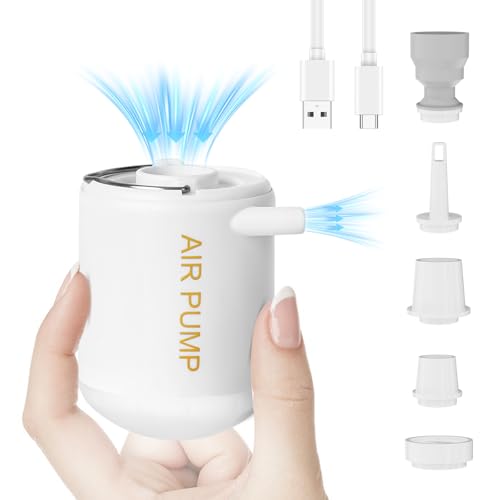 Elektrische Luftpumpe für Luftmatratze, 2000mAh Wiederaufladbare Mini Luftpumpe Elektrisch für Aufblasartikel/Entleeren/LED Licht mit 5 Düsen, Camping Pumpe für Luftbett Luftmatratze Schwimmring Elektrische Luftpumpe für Luftmatratze, 2000mAh Wiederaufladbare Mini Luftpumpe Elektrisch für Aufblasartikel/Entleeren/LED Licht mit 5 Düsen, Camping Pumpe für Luftbett Luftmatratze Schwimmring von LURICO