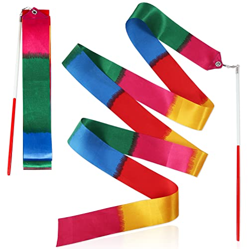 LUTER Dunkle Farbe Tanzband, 2 Stück 2 m Rhythmische Gymnastik Band Bänder Gymnastik Tanzbänder mit Stab Dance Ribbons für Kinder Mädchen Erwachsene Tanzen Training Geburtstagsfeier von LUTER