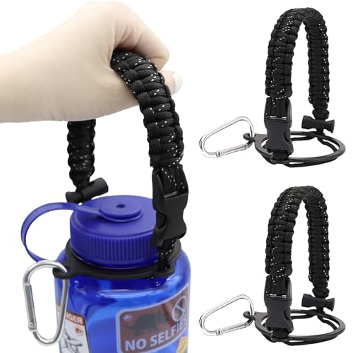 LUTQ 2 Packungen Verschlussriemen für 900 ml Nalgene-Flaschen mit breiter Öffnung, robuster Paracord-Gurt mit Sicherheitsschnalle aus Aluminiumlegierung, Griff kompatibel mit Nalgene – Nachtschwarz LUTQ 2 Packungen Verschlussriemen für 900 ml Nalgene-Flaschen mit breiter Öffnung, robuster Paracord-Gurt mit Sicherheitsschnalle aus Aluminiumlegierung, Griff kompatibel mit Nalgene – Nachtschwarz von LUTQ